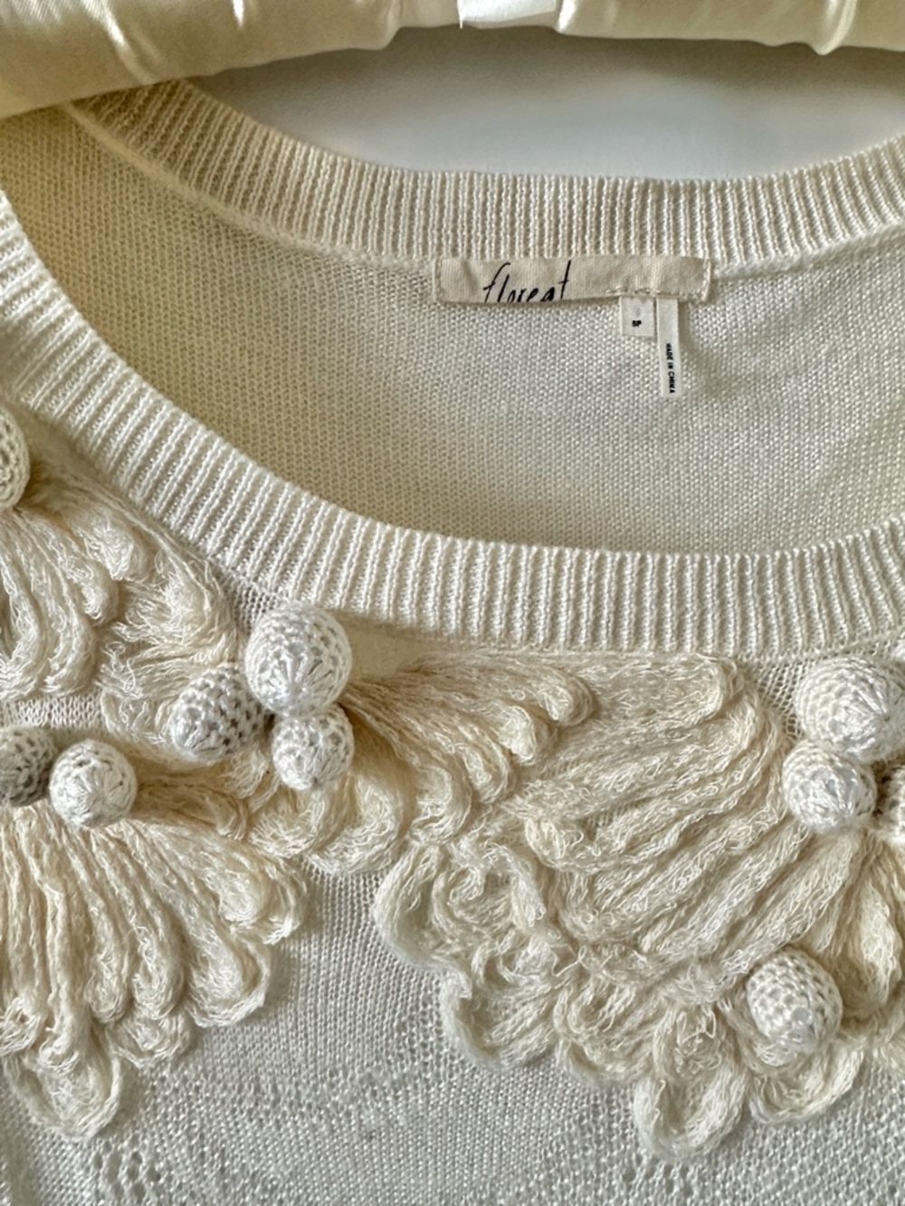 Anthropologie Abbey Pointelle Pullover Ivory Sweater Tunic Petite - Picture 6 of 7